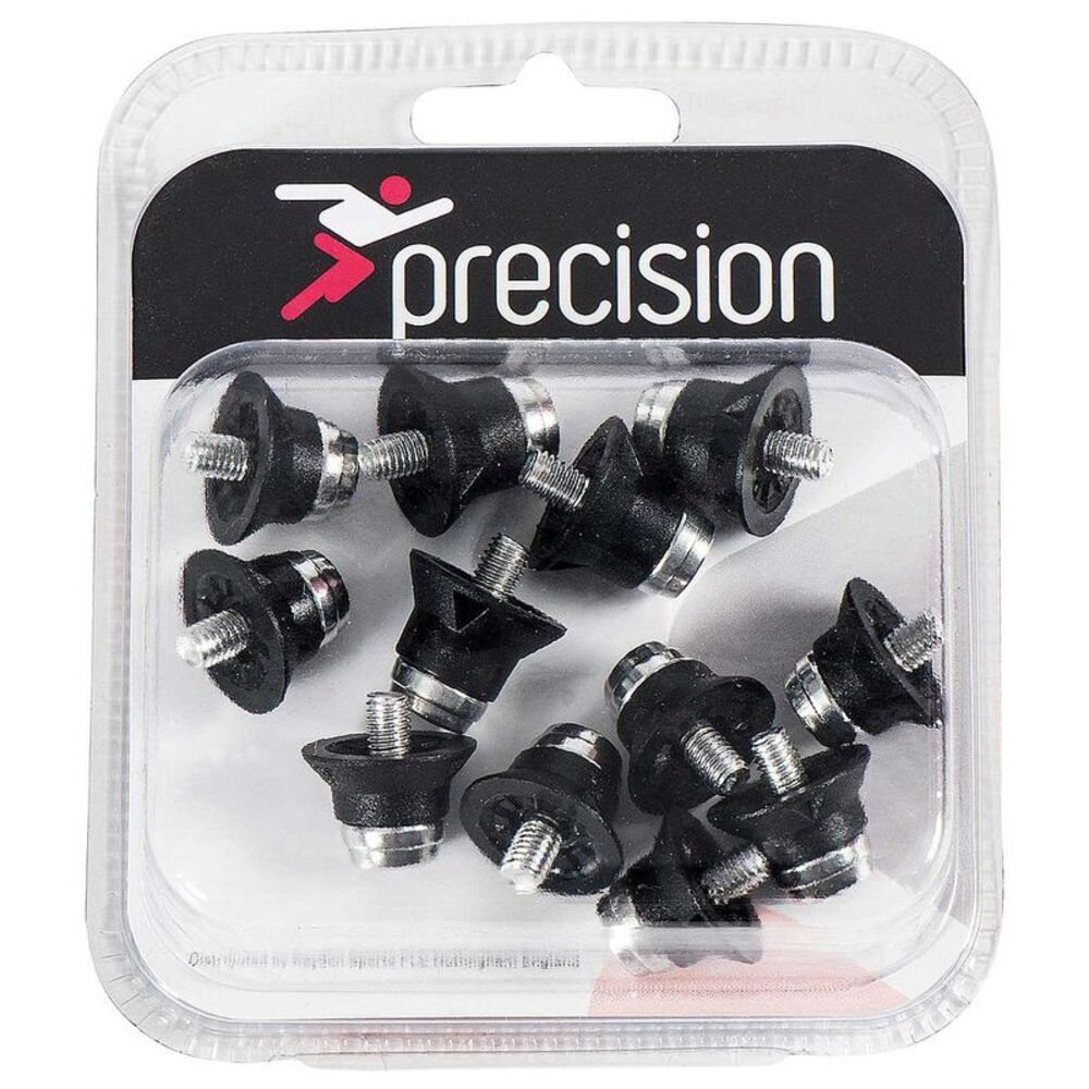Precision Super Pro Soccer Studs (Pack Of 12) / Black/Silver